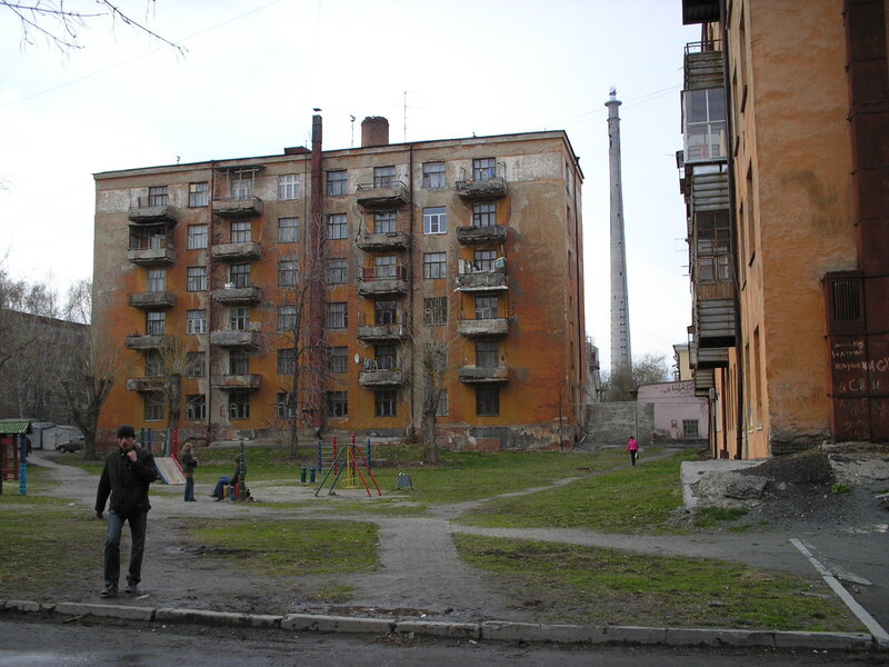 Old apartment buildings in a residential area