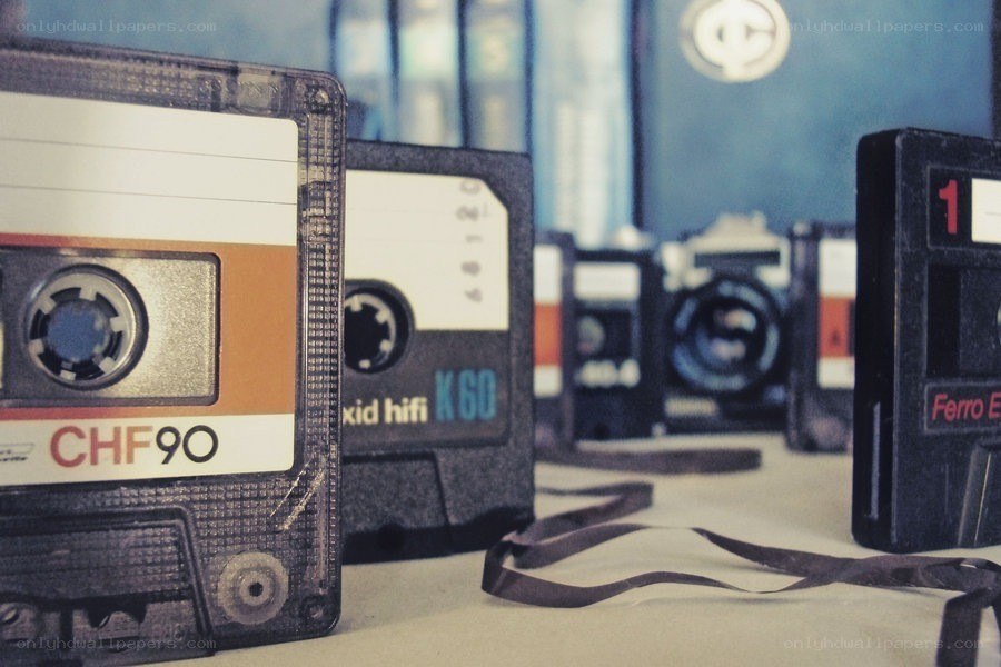 Old audio cassettes on a table