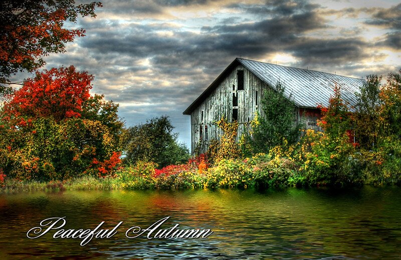 Old Barn by Lake