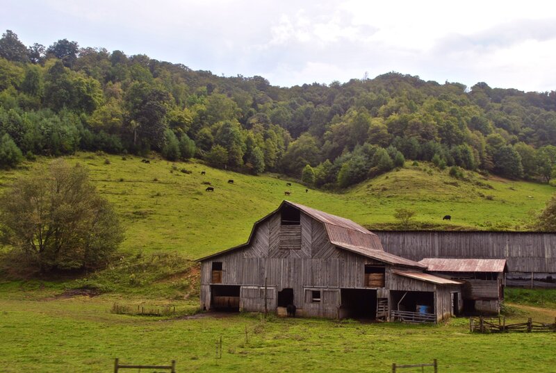 Old barn in a green valley