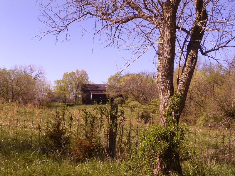 Old Barn in Field — Green, Serene, Spring