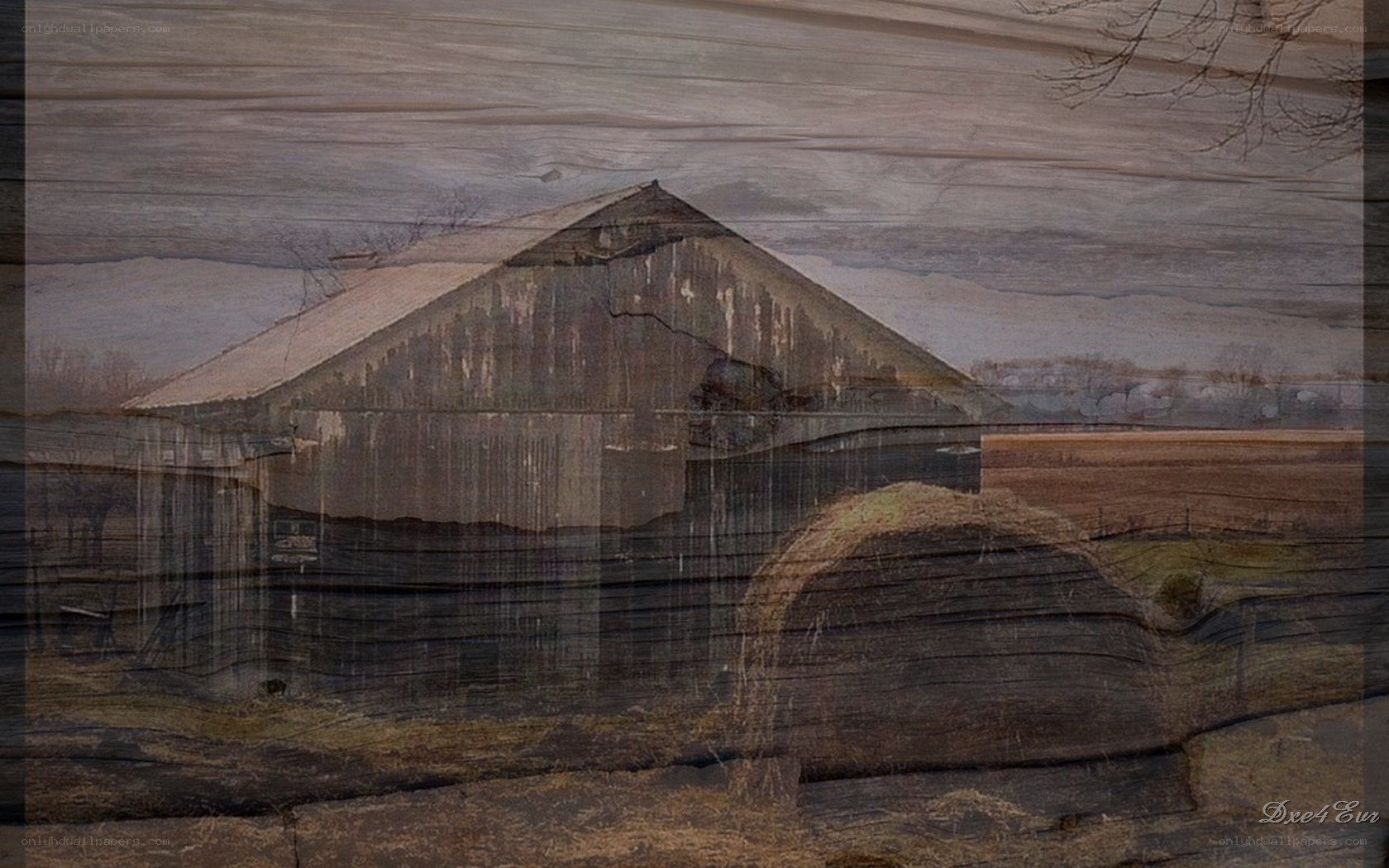 Old barn in rural landscape