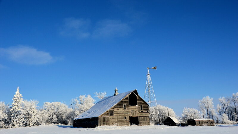 Old Barn in Snow