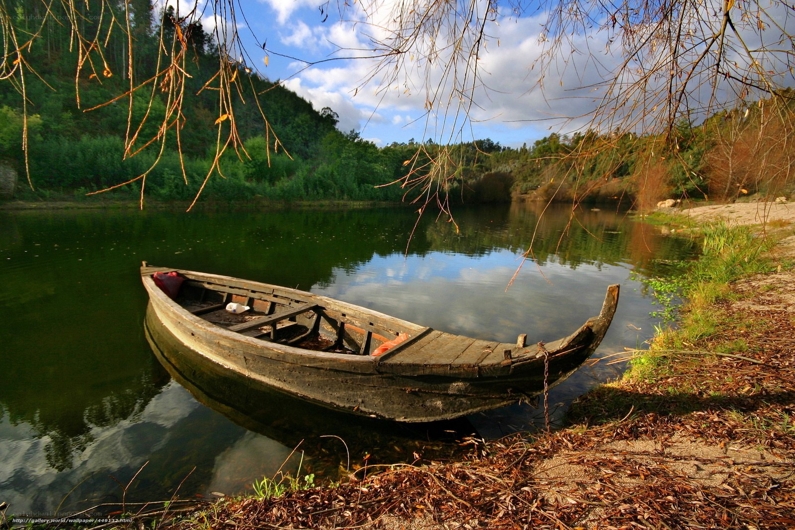 Old boat on a calm lake