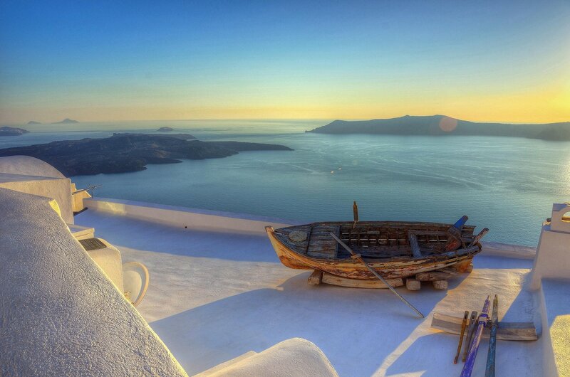 Old Boat on Rooftop — White