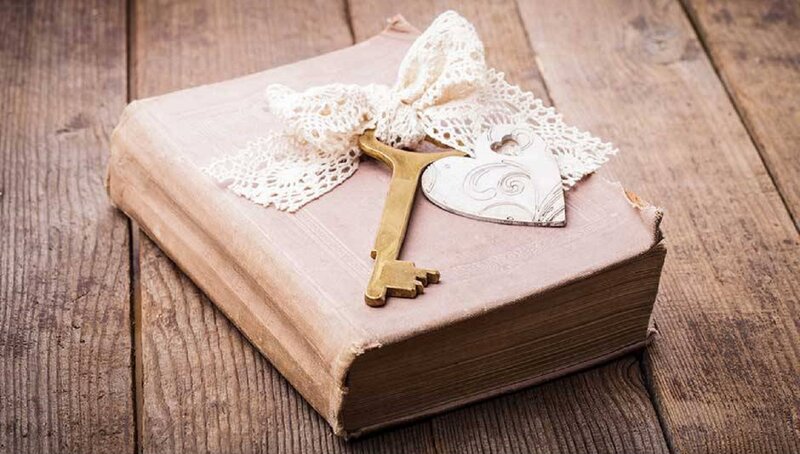 Old Book with Key and Lace