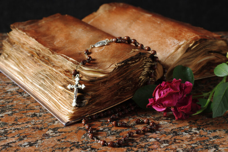 Old Book with Rosary