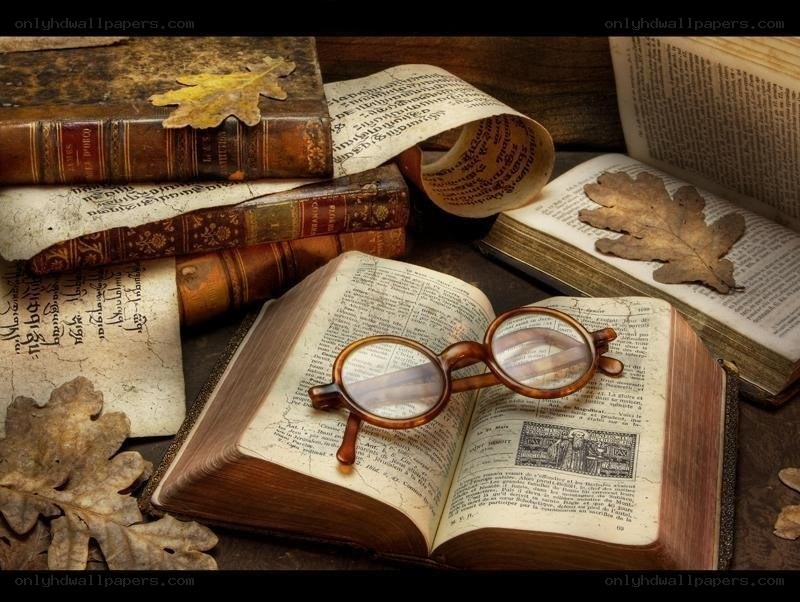 old books and glasses