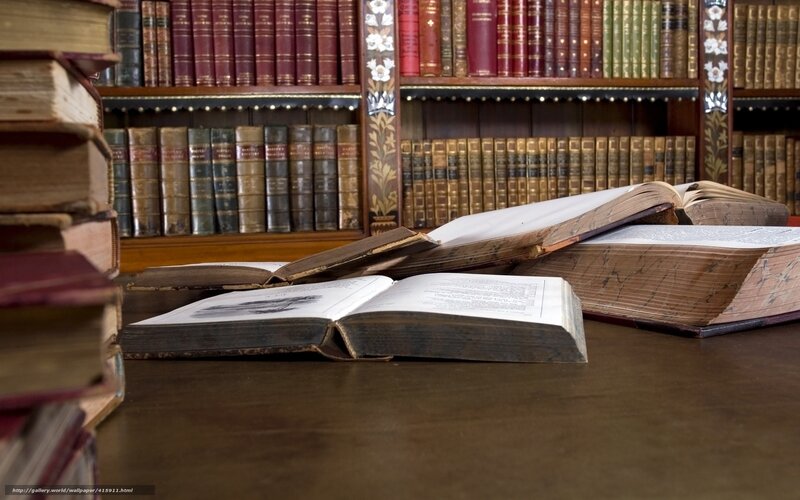 Old books in a library