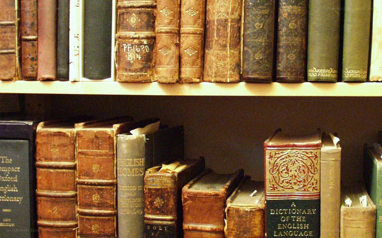 old books on a bookshelf