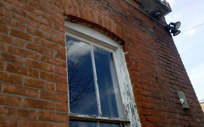 Old brick building window