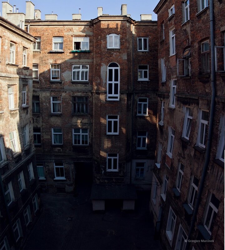 Old brick buildings in courtyard
