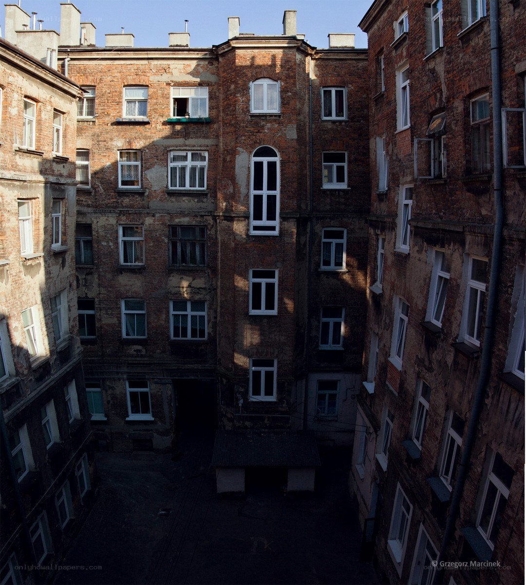 Old brick buildings in courtyard