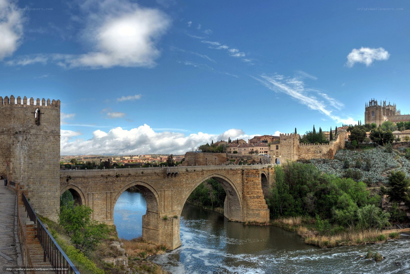 Old bridge over river in Spain
