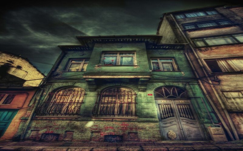 Old building with green facade