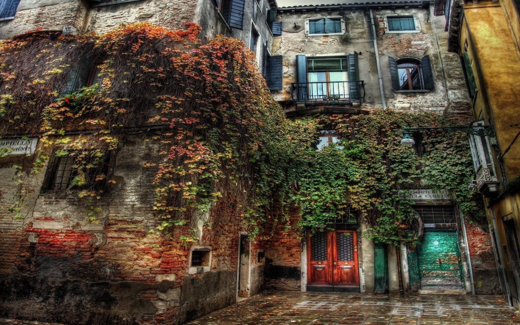 Old building with ivy-covered walls