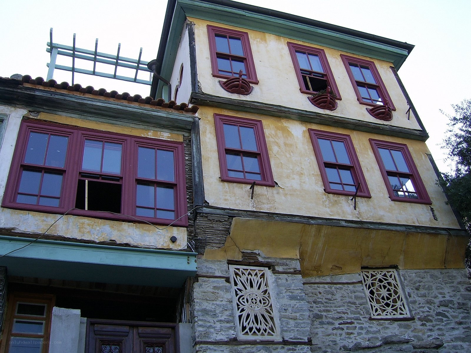 Old building with red windows