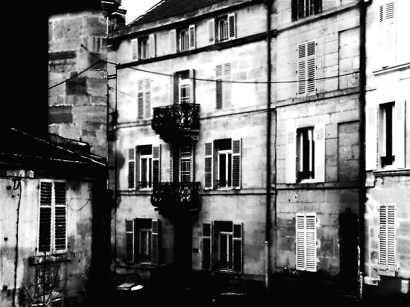 Old Building with Shutters — Black