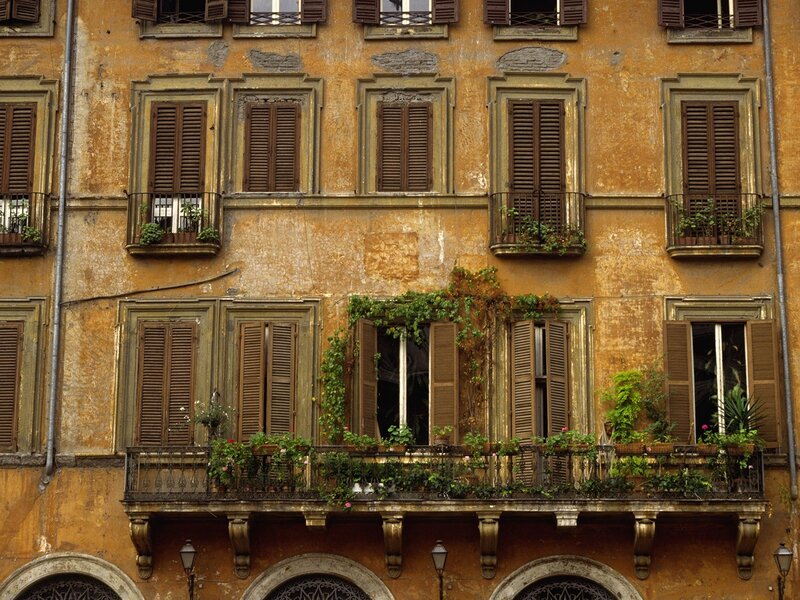 Old building with shutters