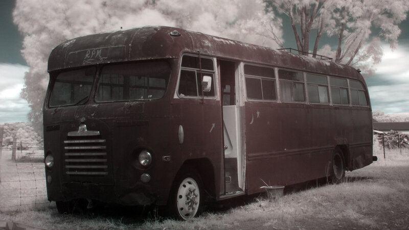 Old bus in a field