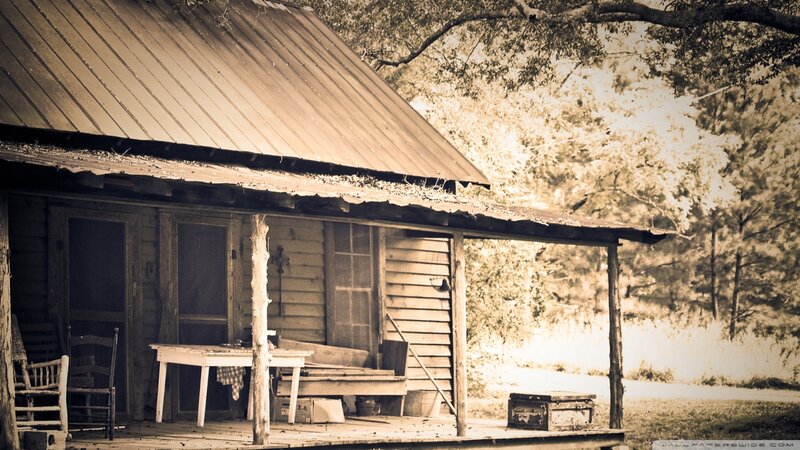 Old cabin porch scene