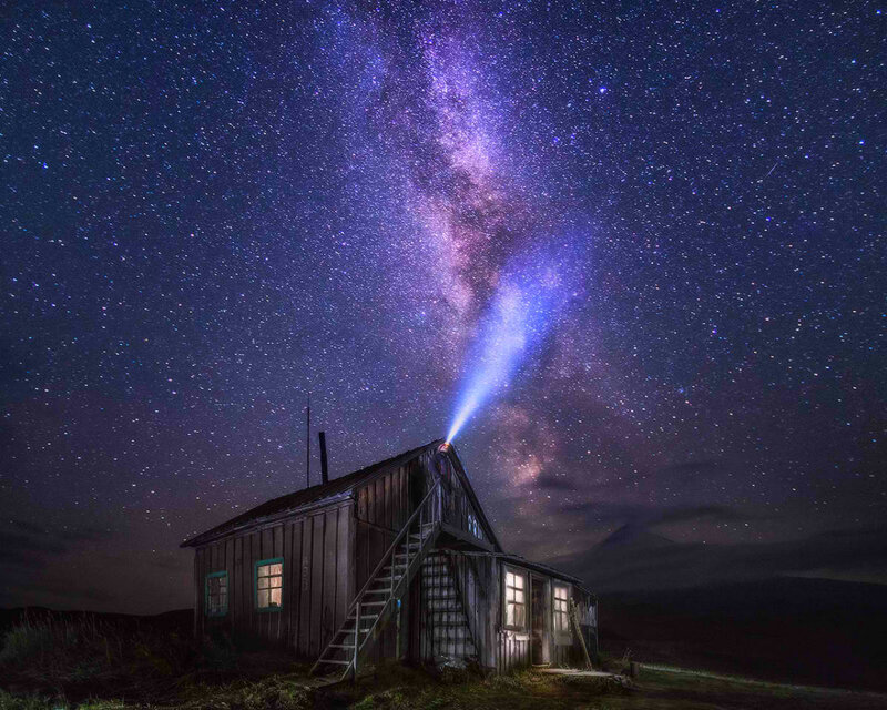 Old Cabin under Stars