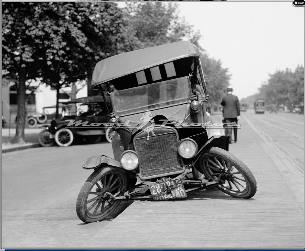 Old car accident on street