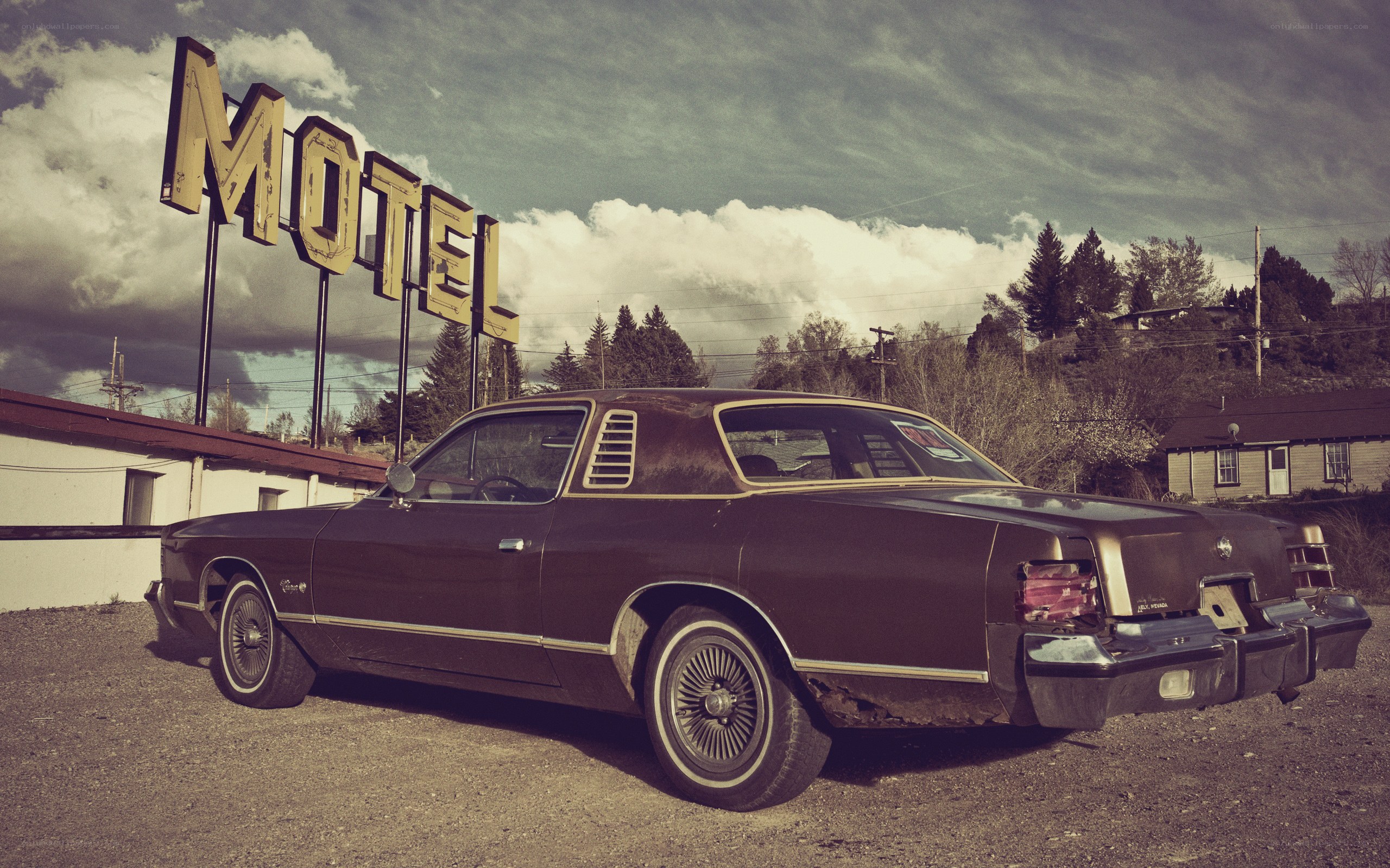 Old car at a motel