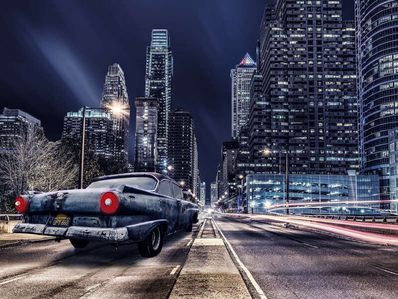 Old Car on City Street