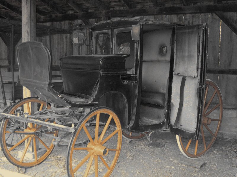 Old Carriage in Barn — Black