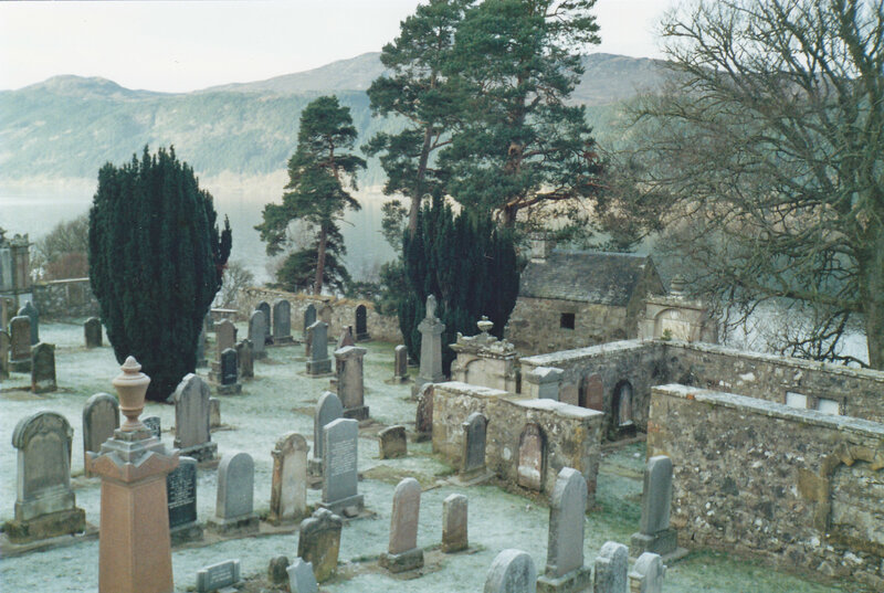 Old cemetery by a loch
