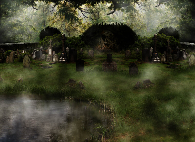 Old Cemetery in Forest — Green, Mysterious