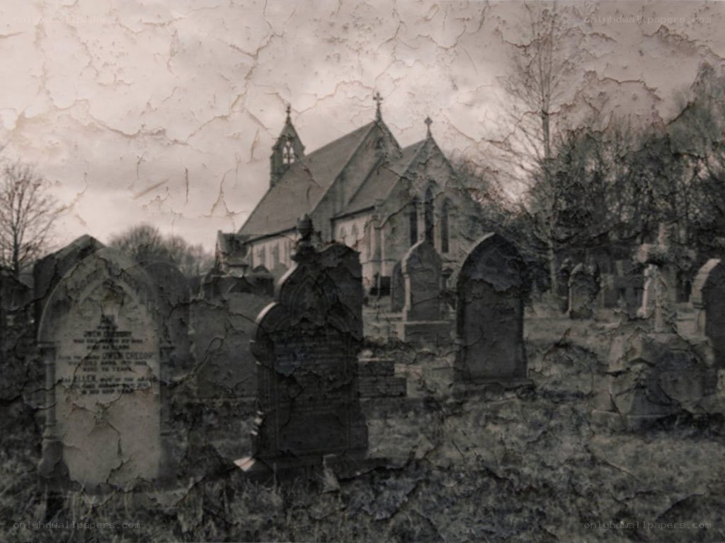 Old cemetery with church