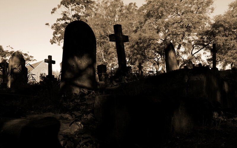 Old cemetery with gravestones