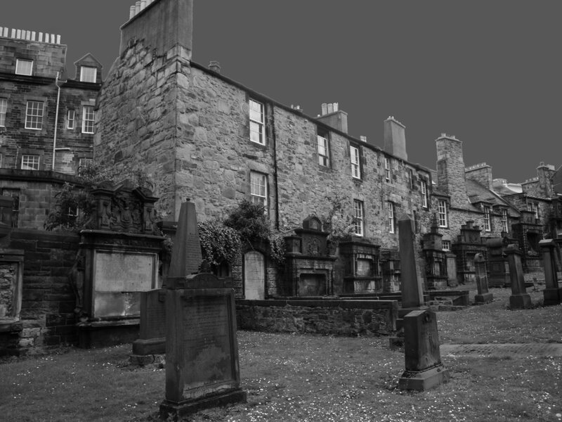 Old cemetery with stone buildings