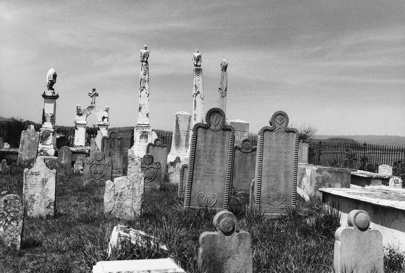 Old cemetery with weathered gravestones