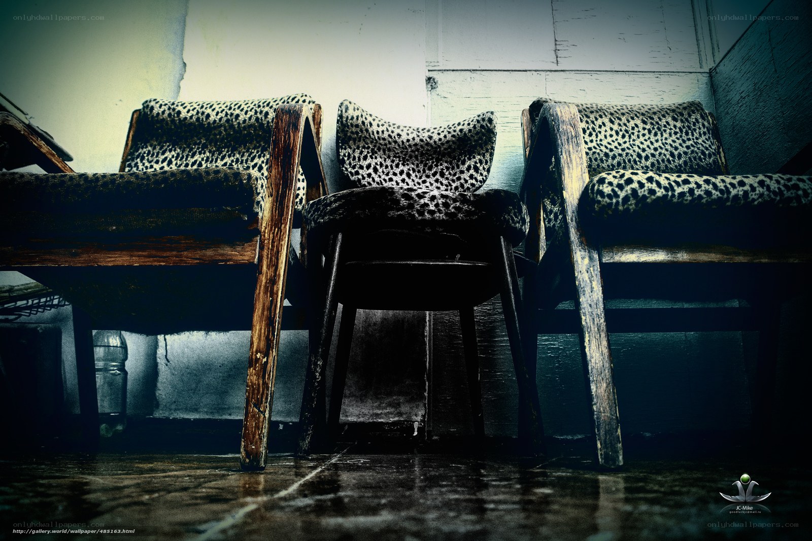 Old chairs in a dim room