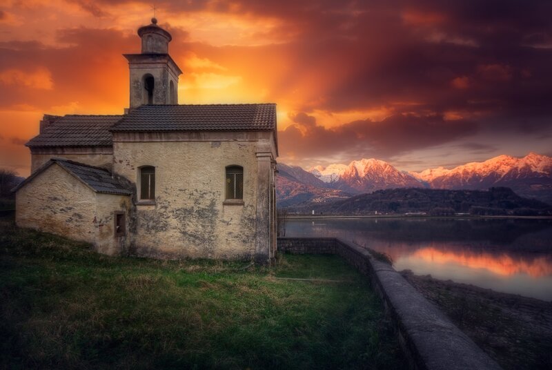 Old Chapel by Lake