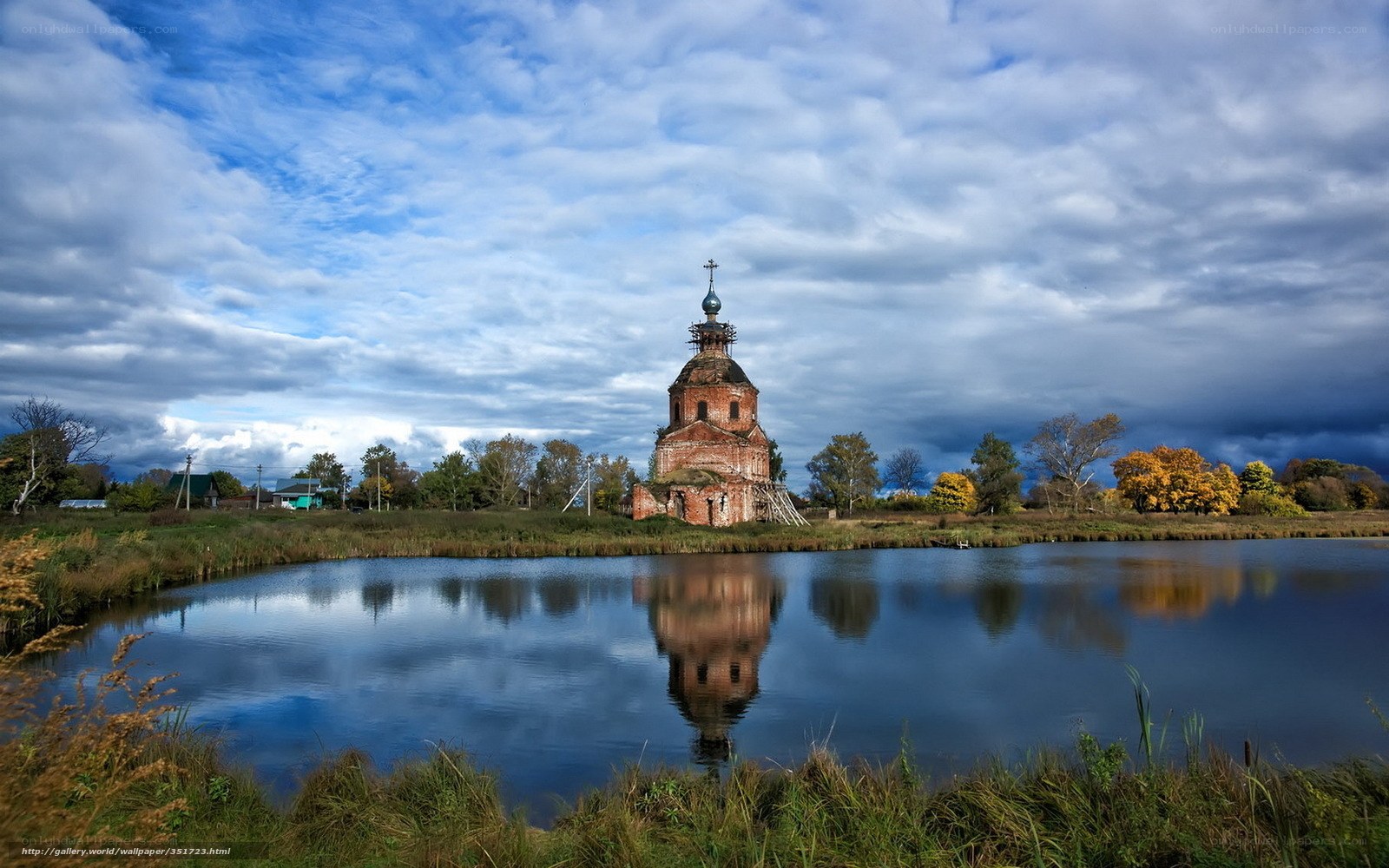 Old church by a pond