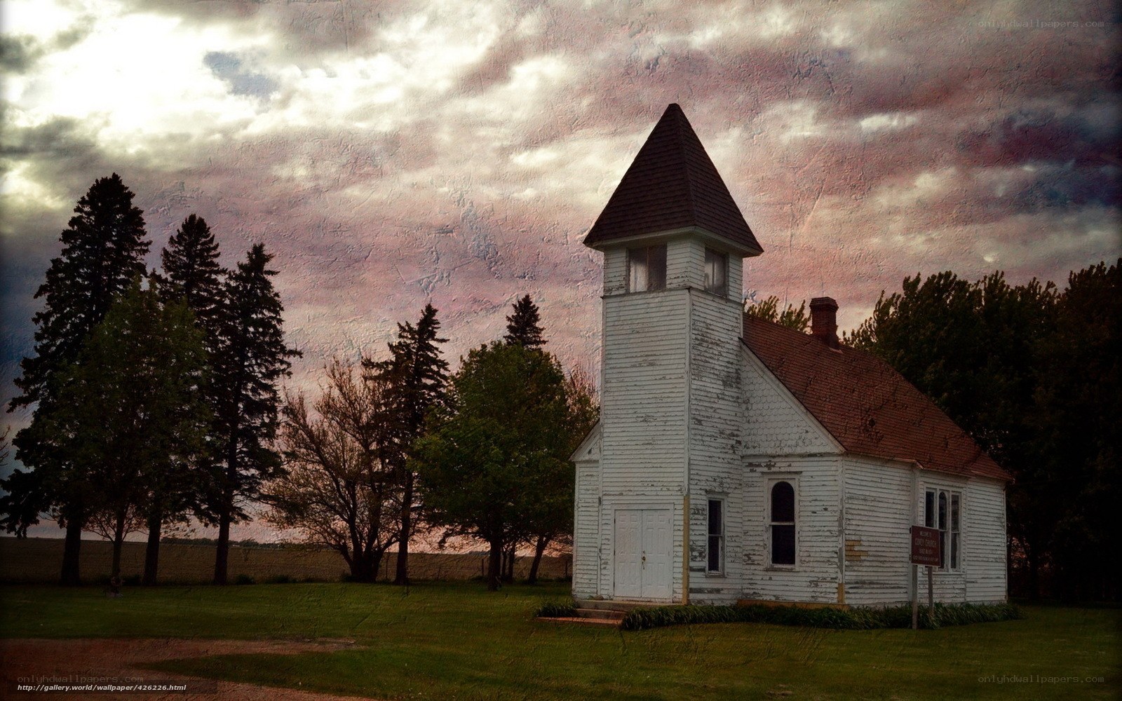 Old church in rural landscape