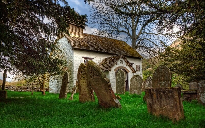 Old Church with Gravestones
