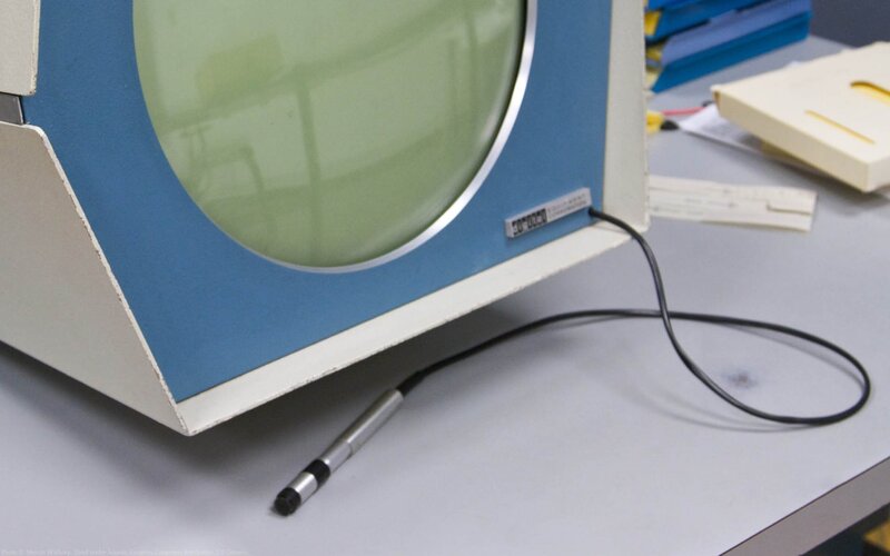 old computer monitor on desk