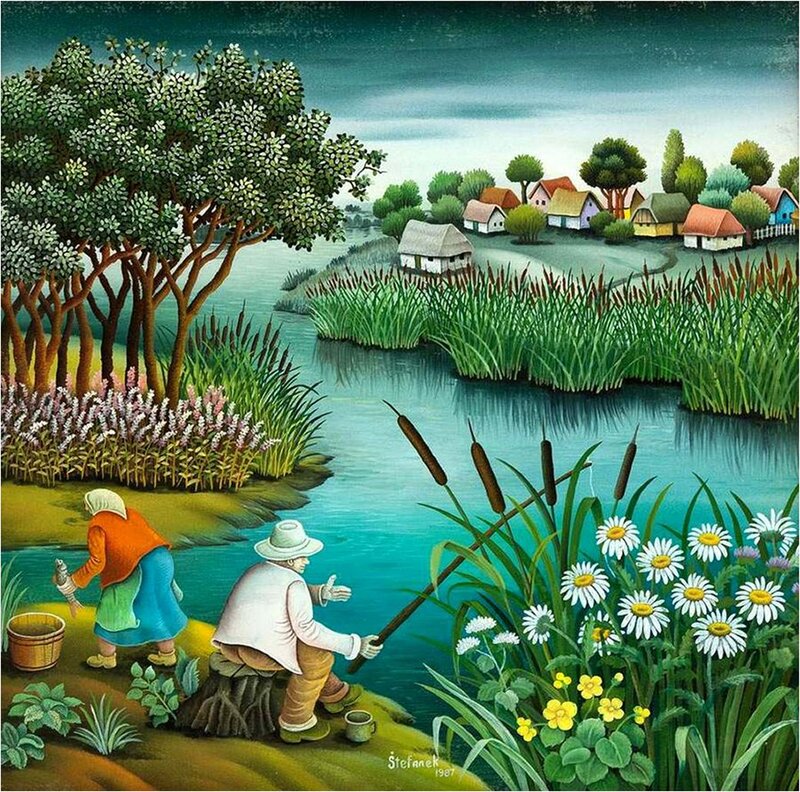 Old Couple Fishing