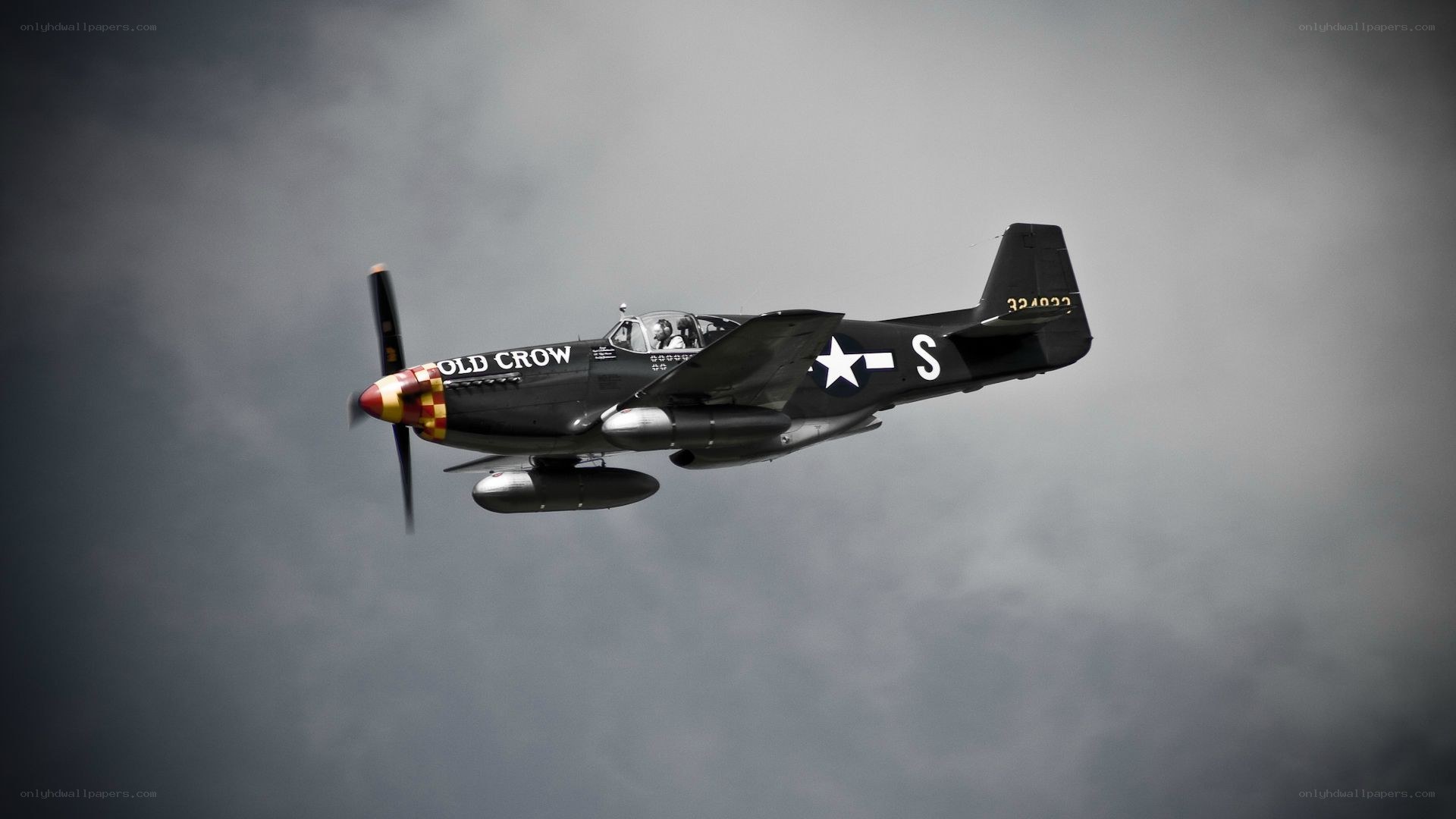 Old Crow fighter plane in flight