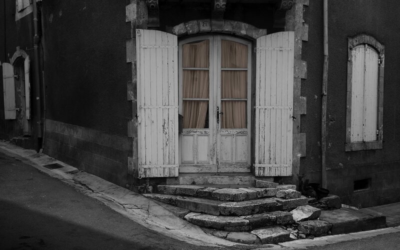 Old Door with Shutters — Black