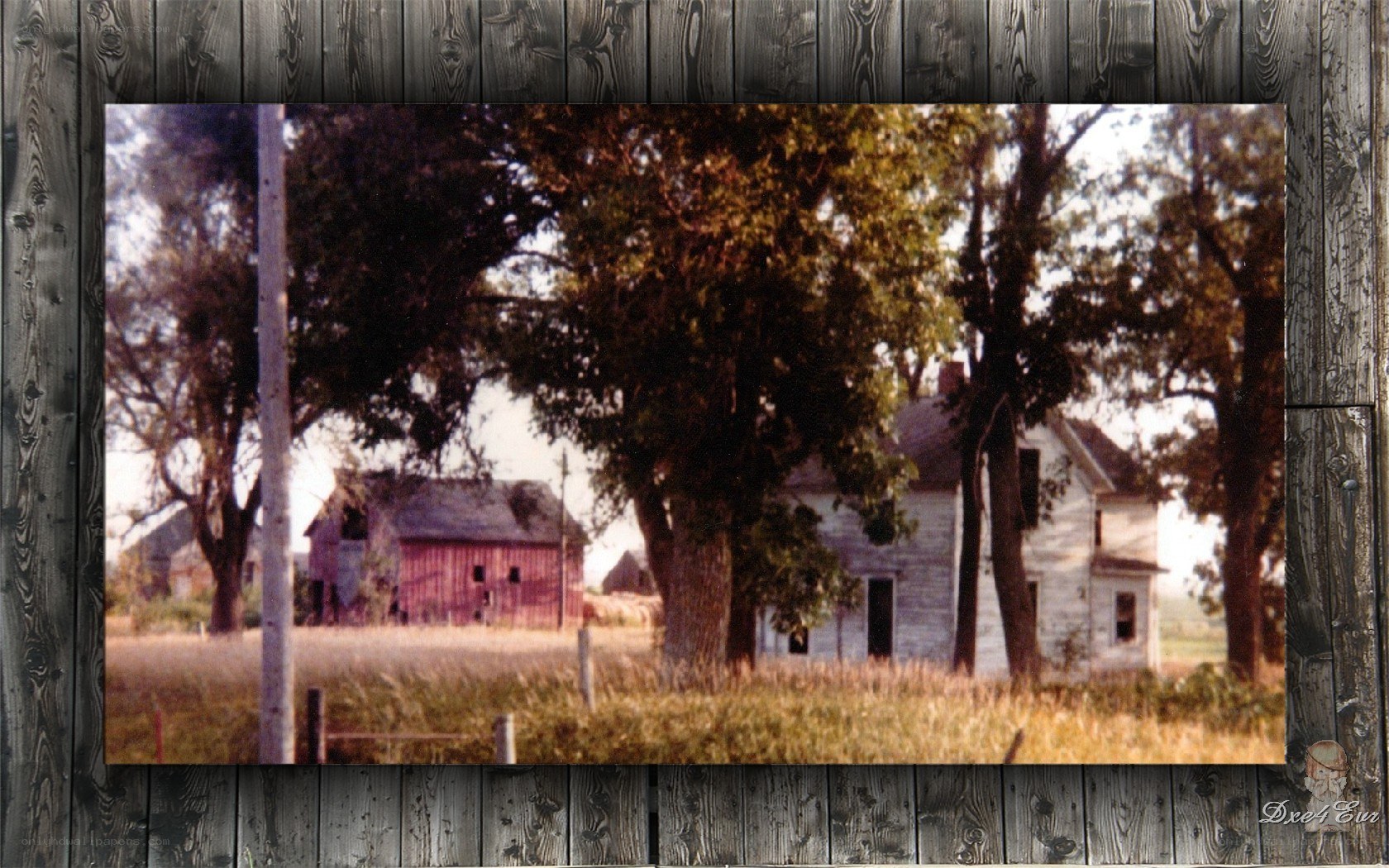 Old farm with barn and house
