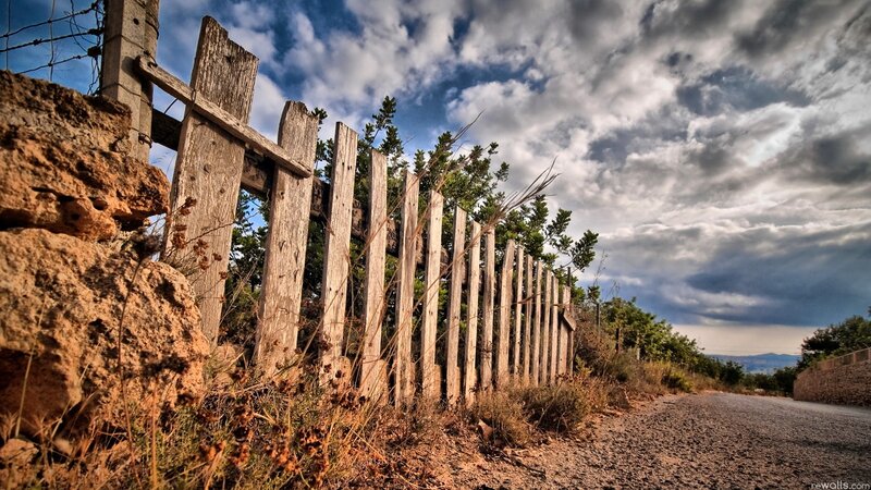 Old fence on a country road