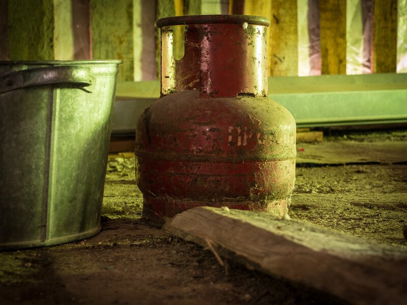 Old gas cylinder in a shed