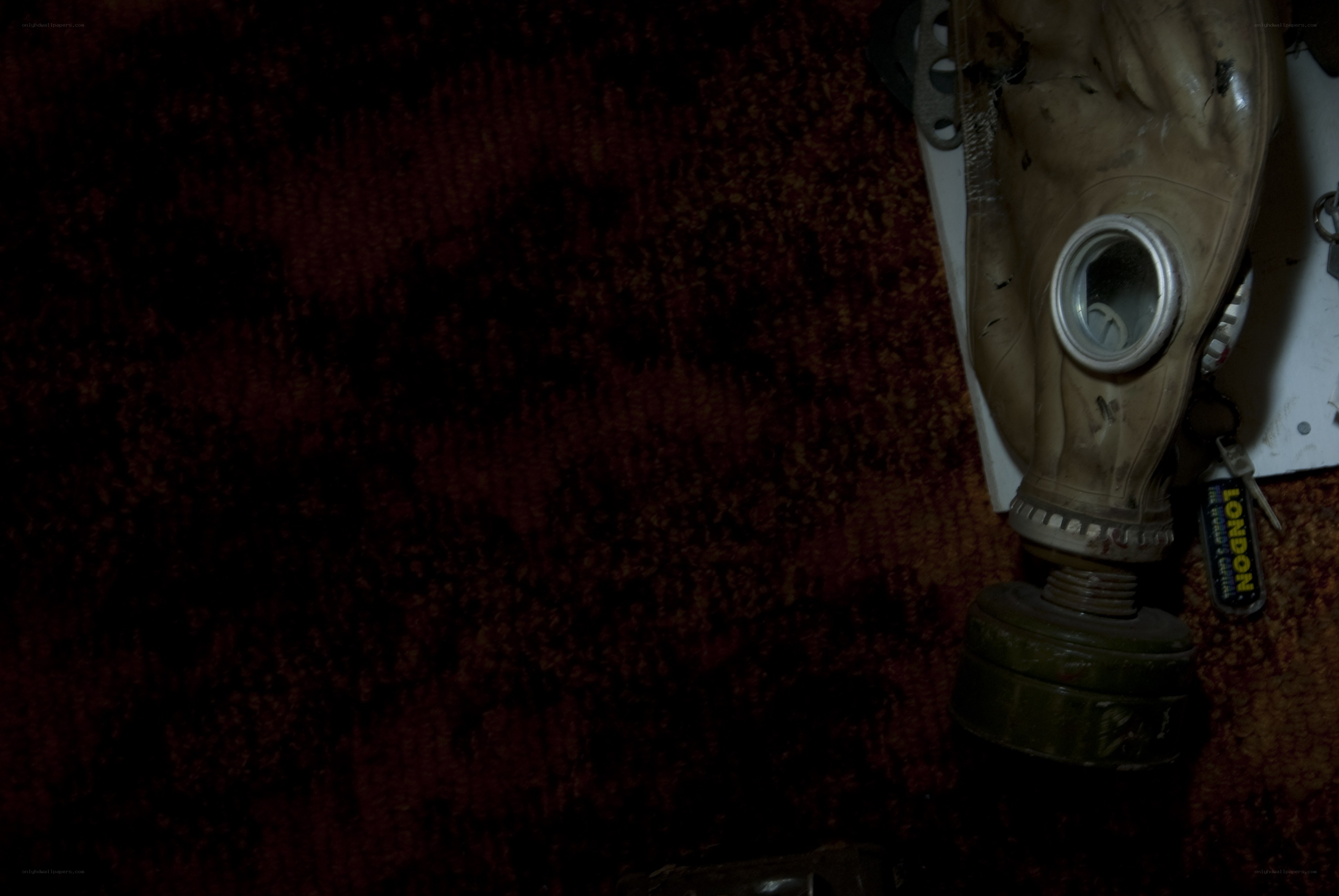 old gas mask on carpet