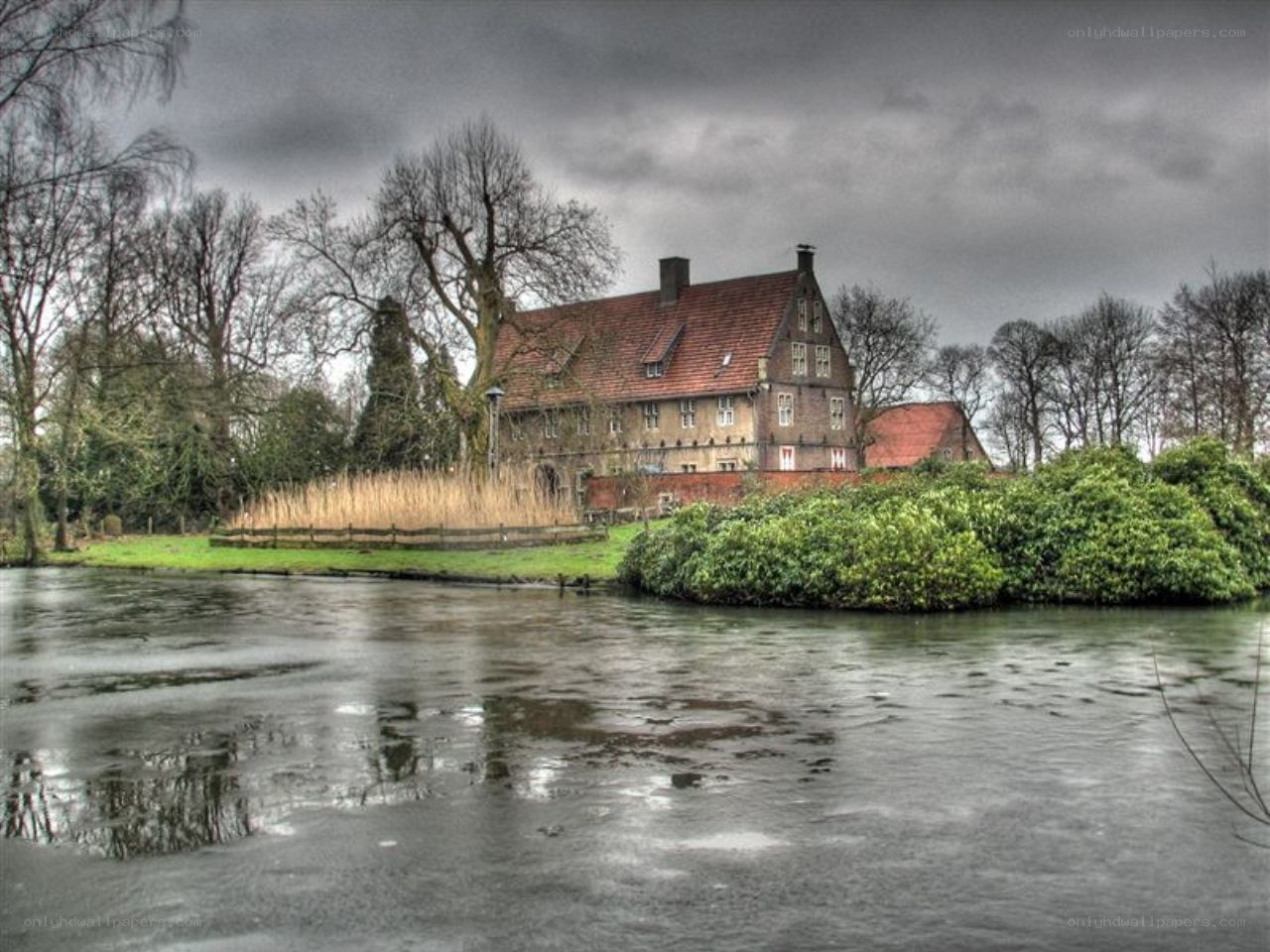 Old house by a river